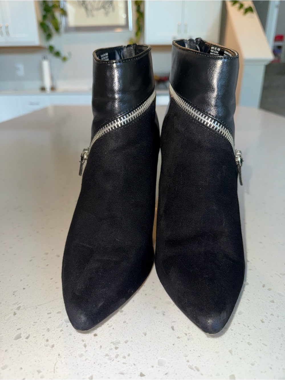Rock & Republic Black Leather & Suede Zip-Accent Ankle Booties - Picture 3 of 13